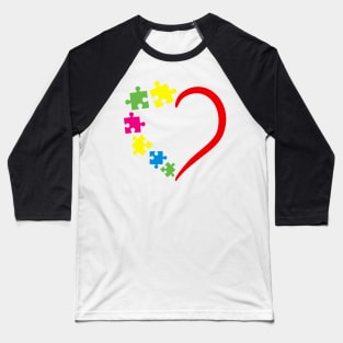 Love Ribbon Heart Puzzle Peace Autism Awareness Cute Baseball T-Shirt